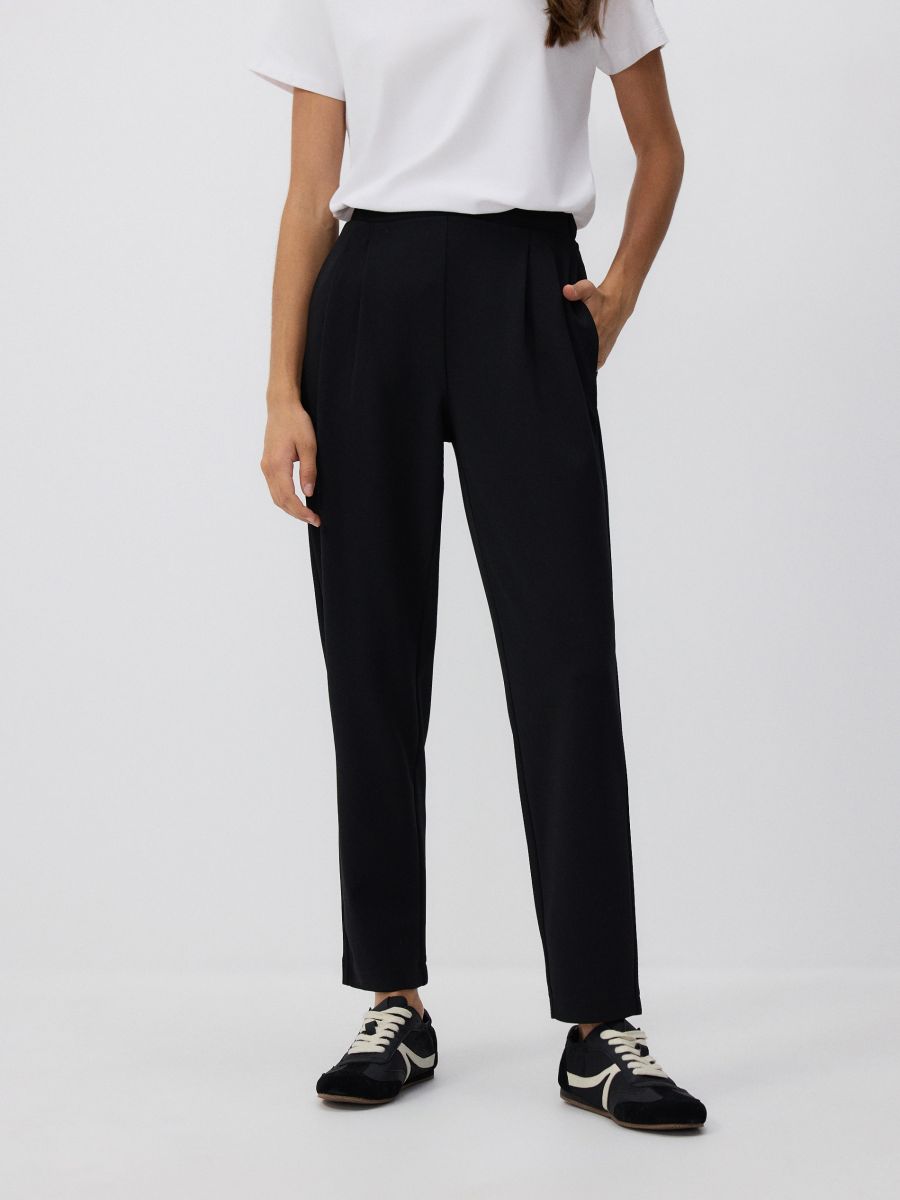 Jogger pantalone s naborima - crno - RESERVED - 2