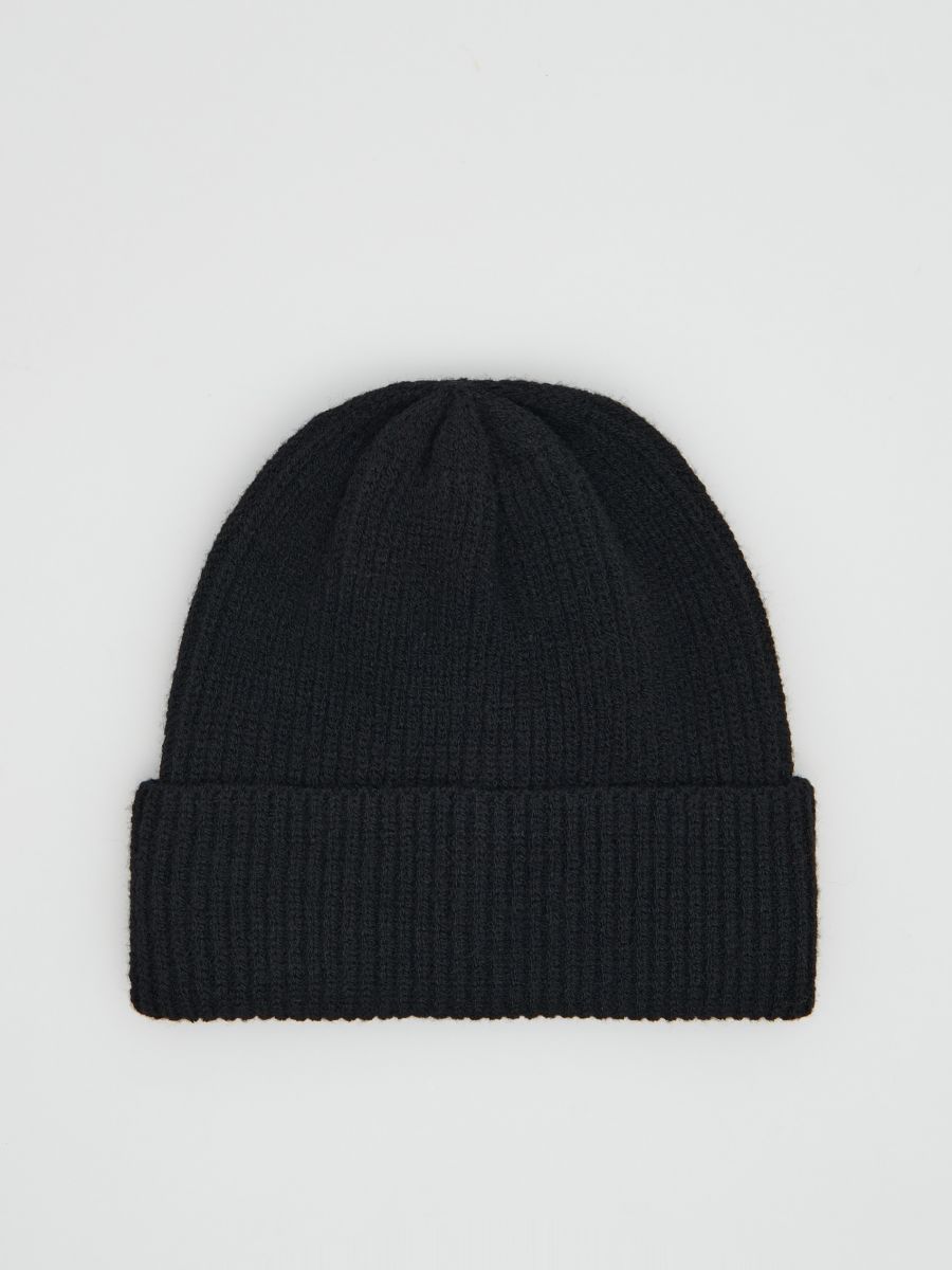 Beanie with appliqué - black - RESERVED