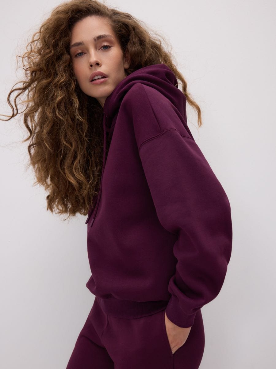 Obična dukserica od mešavine pamuka - tamno ljubičasta - RESERVED