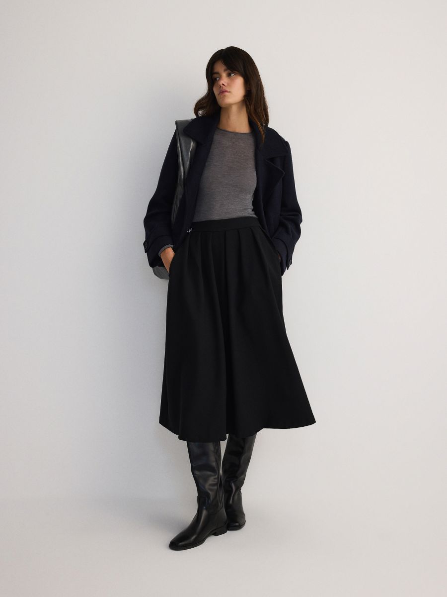 Midi skirt with pleats - black - RESERVED