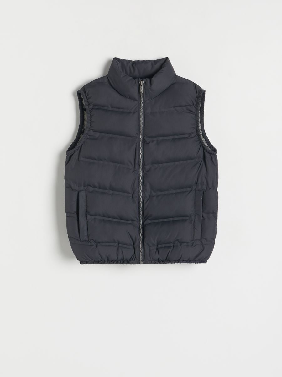 Vest with stand up collar - dark grey - RESERVED