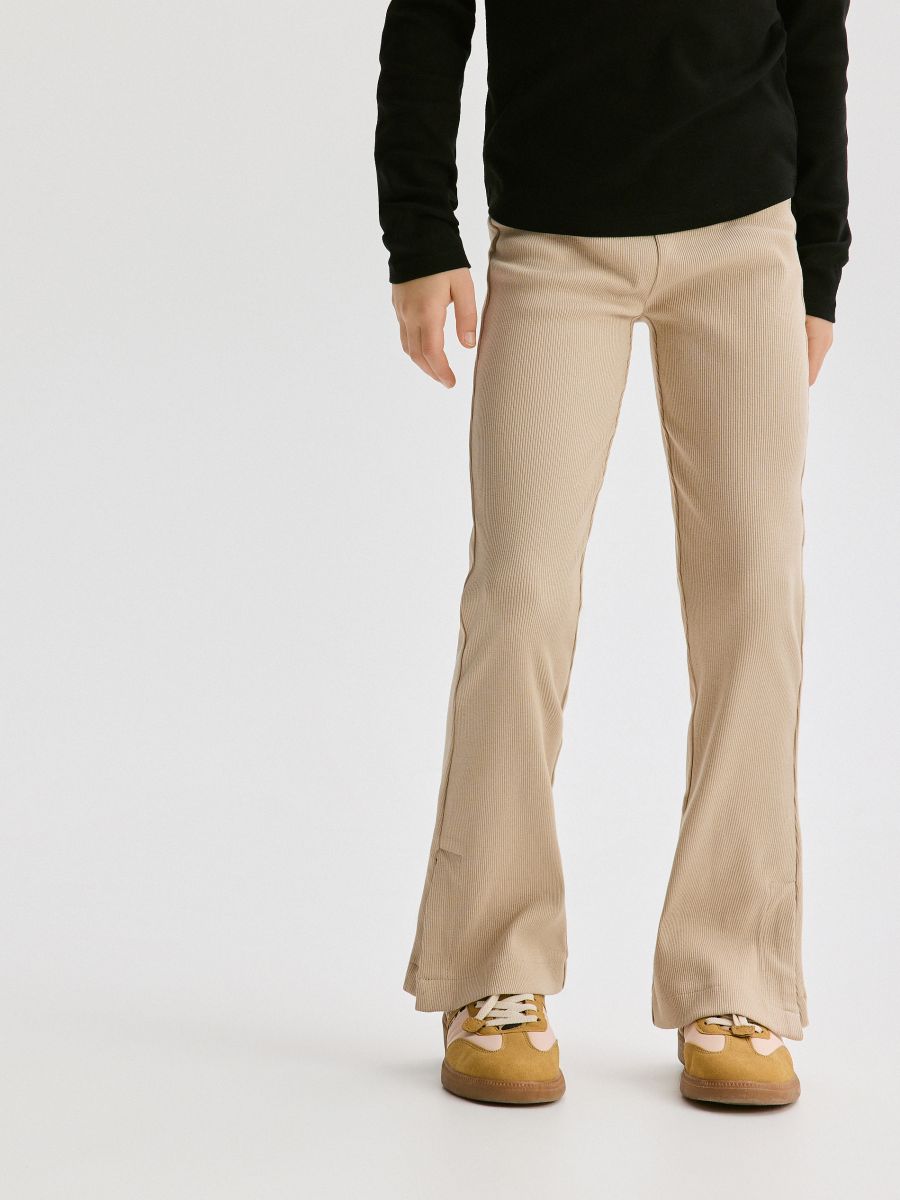Flare trousers with splits - beige - RESERVED - 4