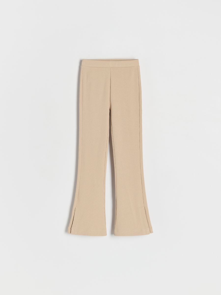 Flare trousers with splits - beige - RESERVED