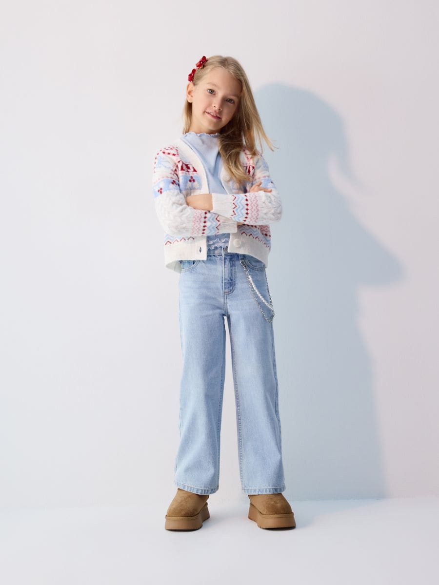 Τζιν ίσιο με αλυσίδα - μπλε - RESERVED