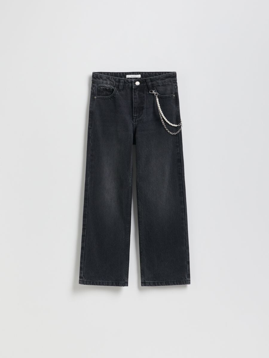 GIRLS` JEANS TROUSERS & CHAIN - schwarz - RESERVED