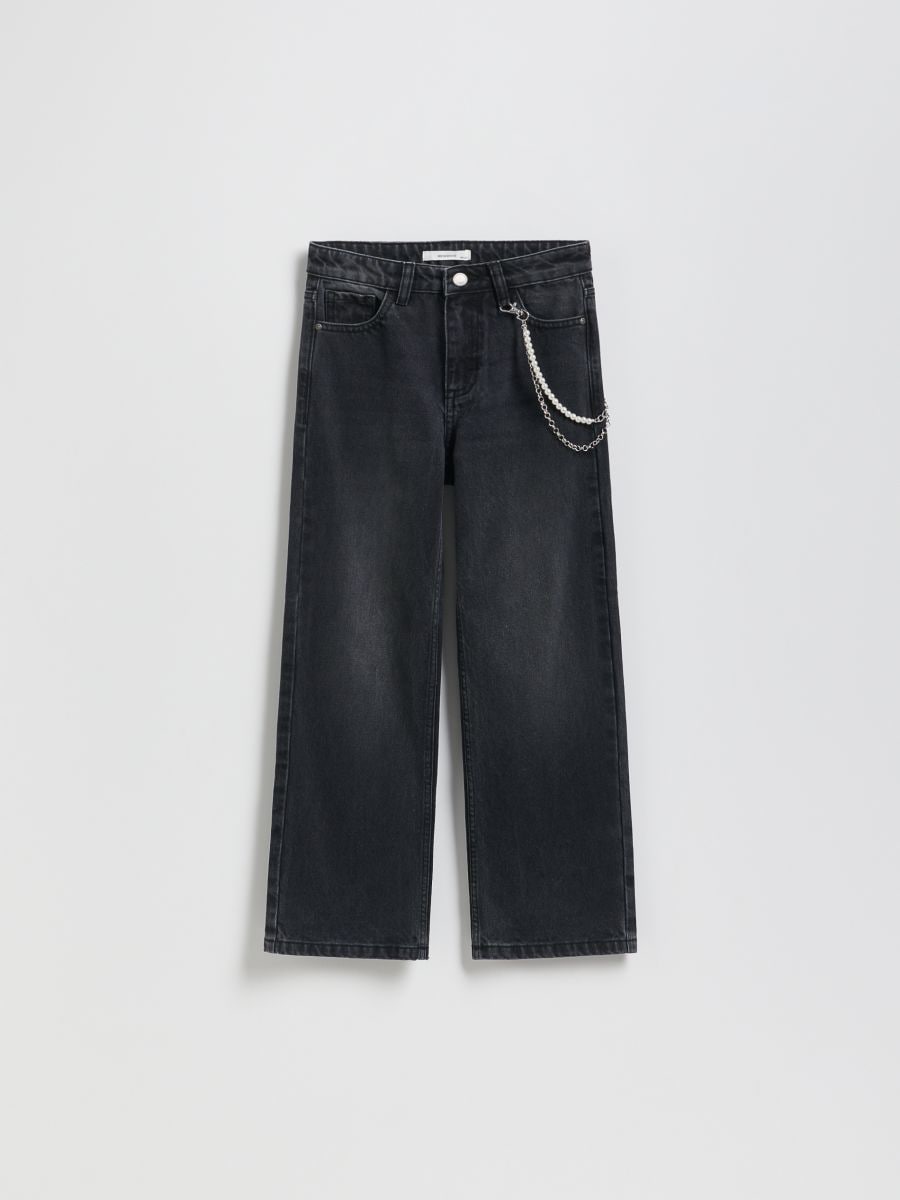 Jean droit avec chaîne - noir - RESERVED