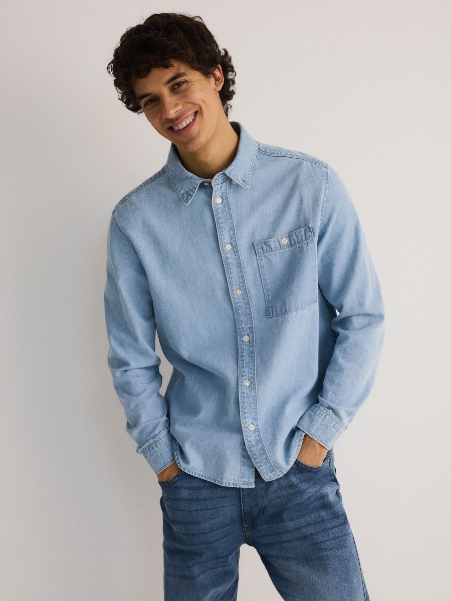 Regular fit denim shirt - blue - RESERVED