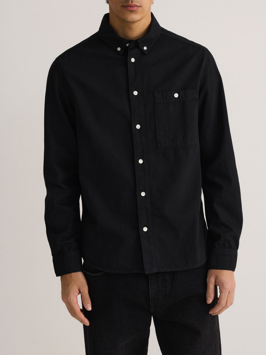 Regular fit denim shirt - black - RESERVED