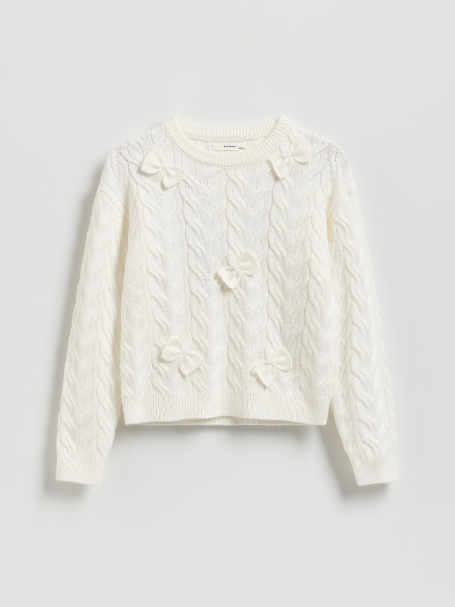 GIRLS` SWEATER - κρεμ - RESERVED
