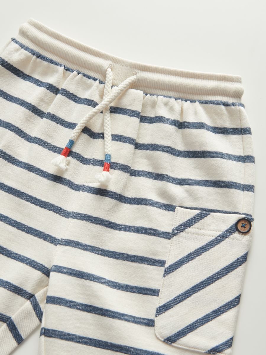 Gestreifte Hose aus Baumwolle - creme - RESERVED - 5