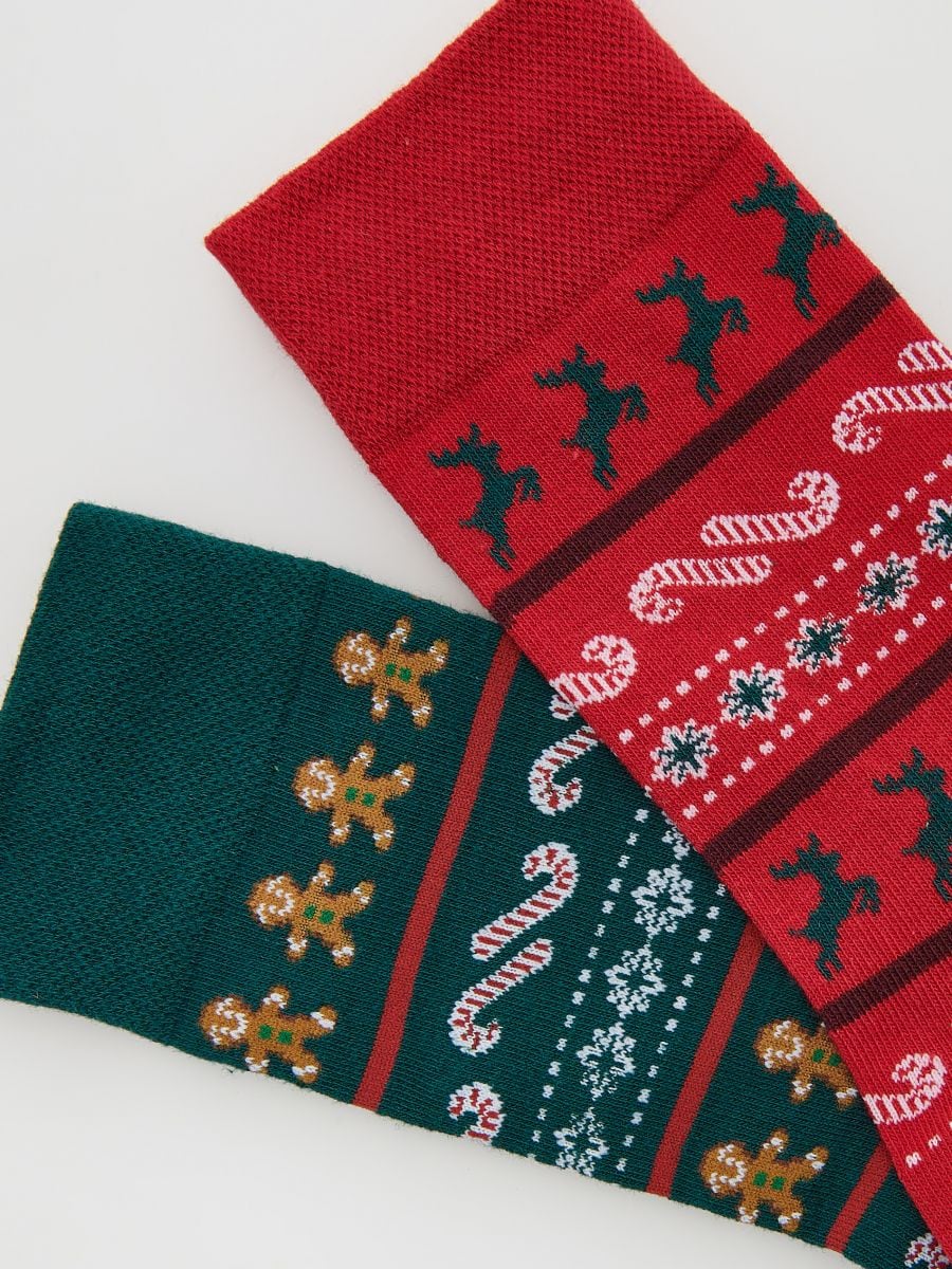 Gemusterte Socken, 2er-Pack - dunkelgrün - RESERVED - 2