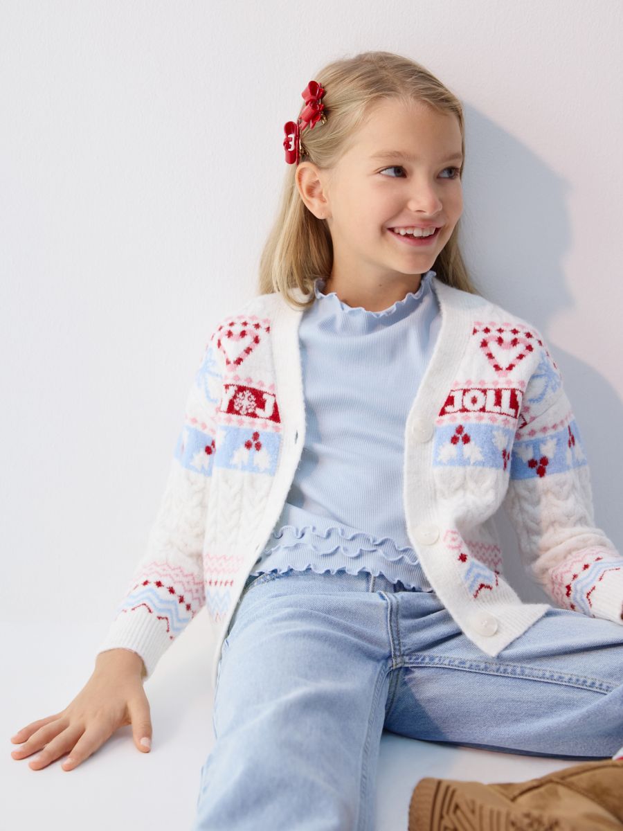 Vesta s božićnim motivom - krem - RESERVED