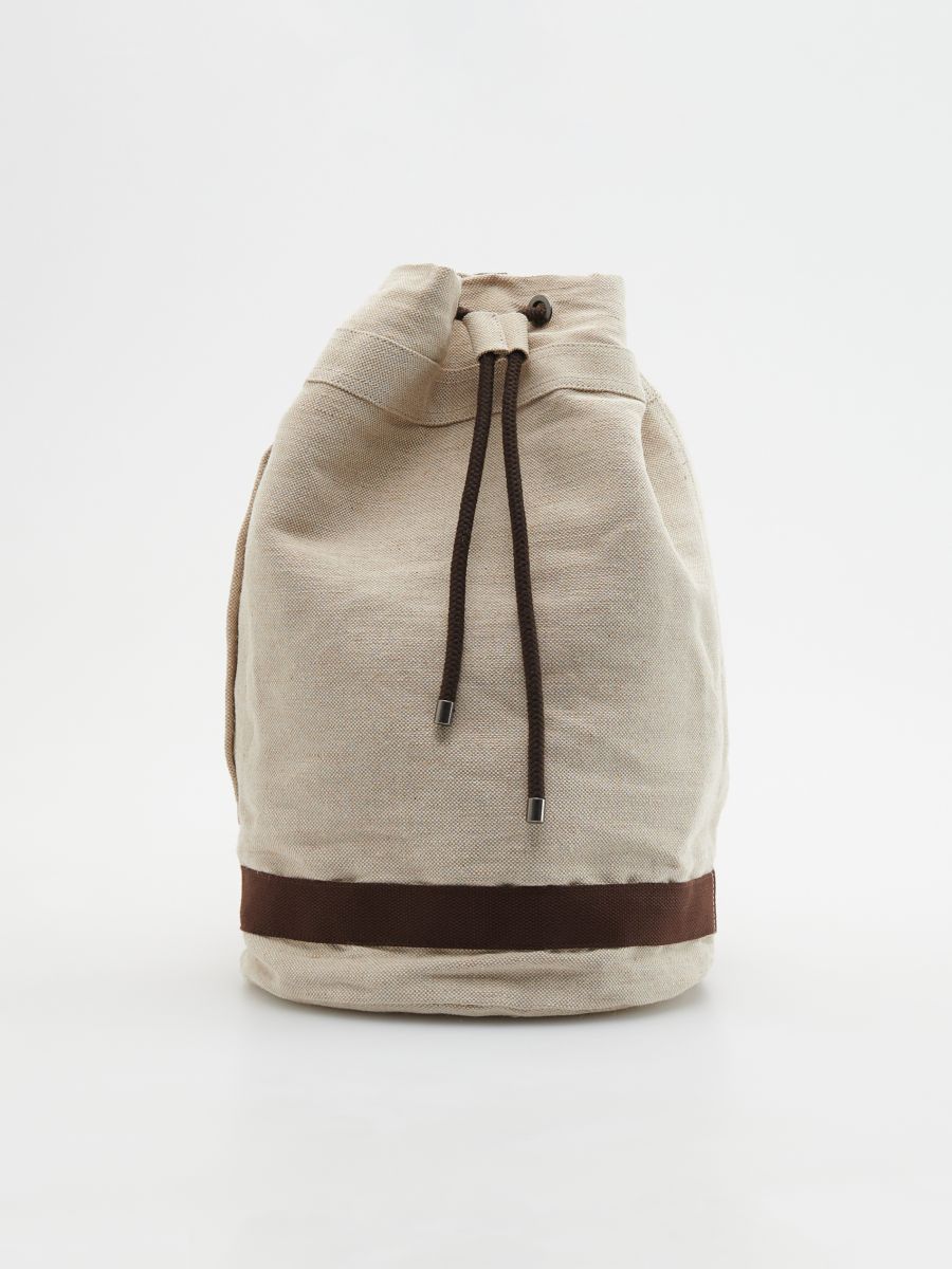 Plain backpack with handle - beige - RESERVED - 2