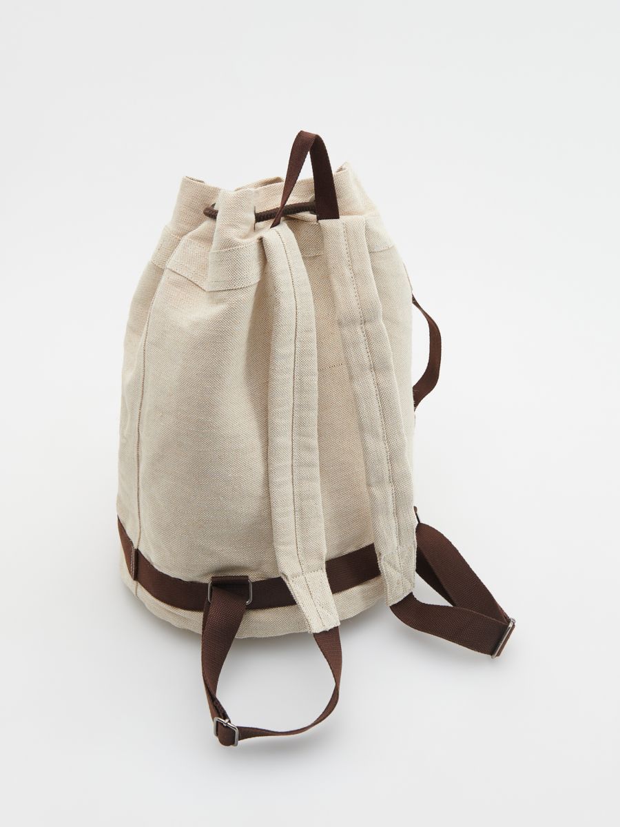 Plain backpack with handle - beige - RESERVED - 2