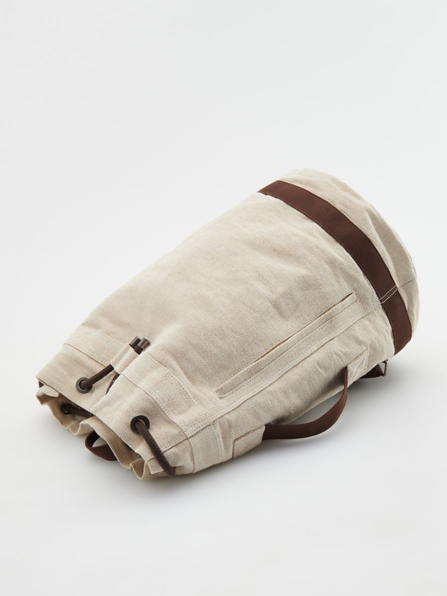 Plain backpack with handle - beige - RESERVED - 4