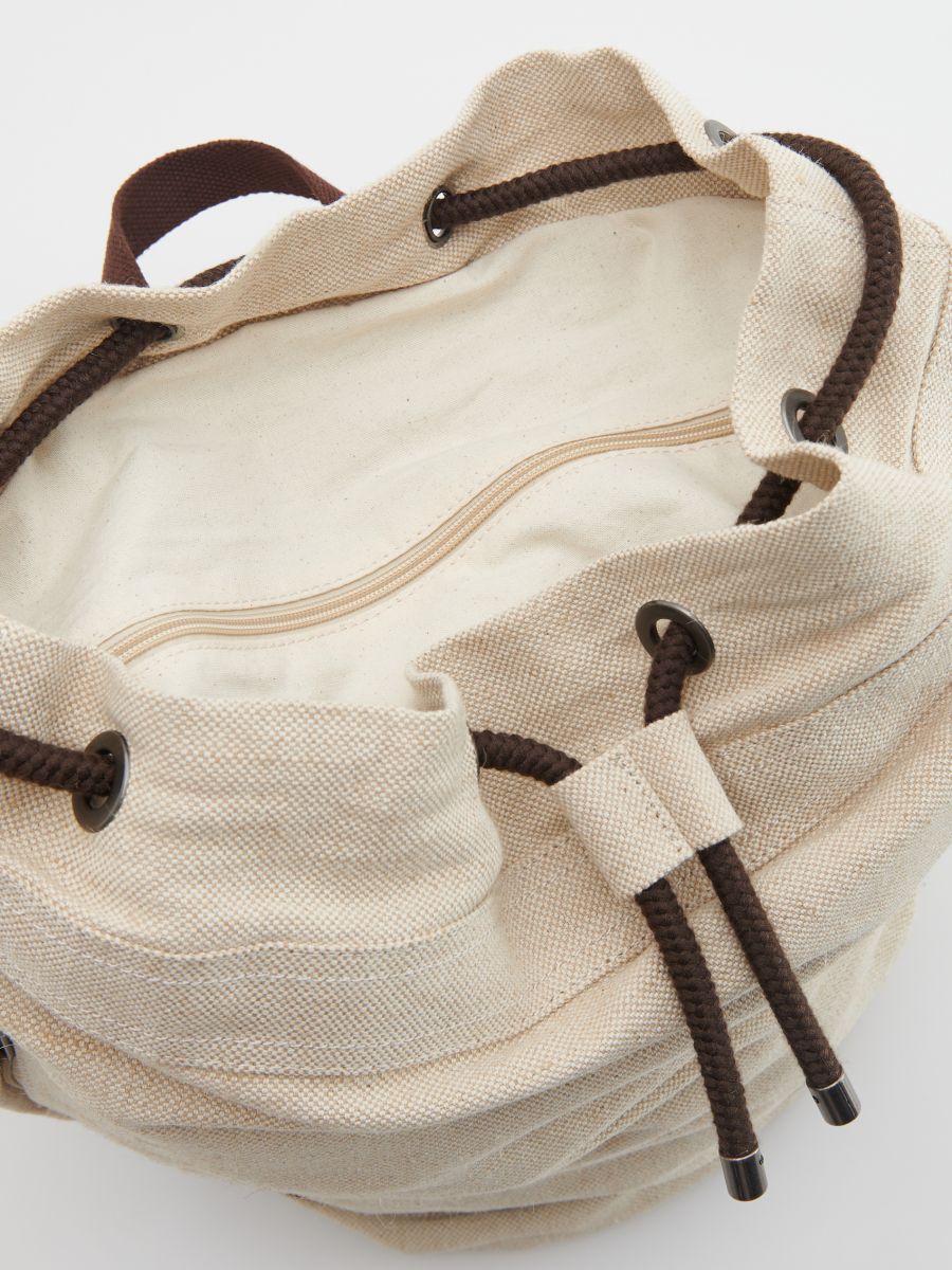 Plain backpack with handle - beige - RESERVED - 5