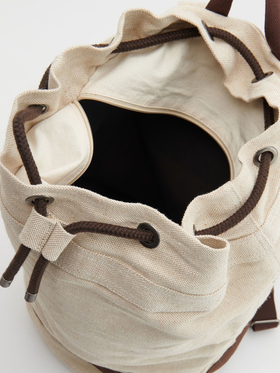 Plain backpack with handle - beige - RESERVED - 6