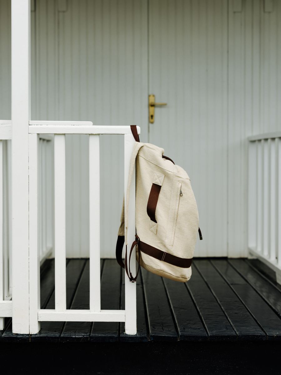 Plain backpack with handle - beige - RESERVED - 3