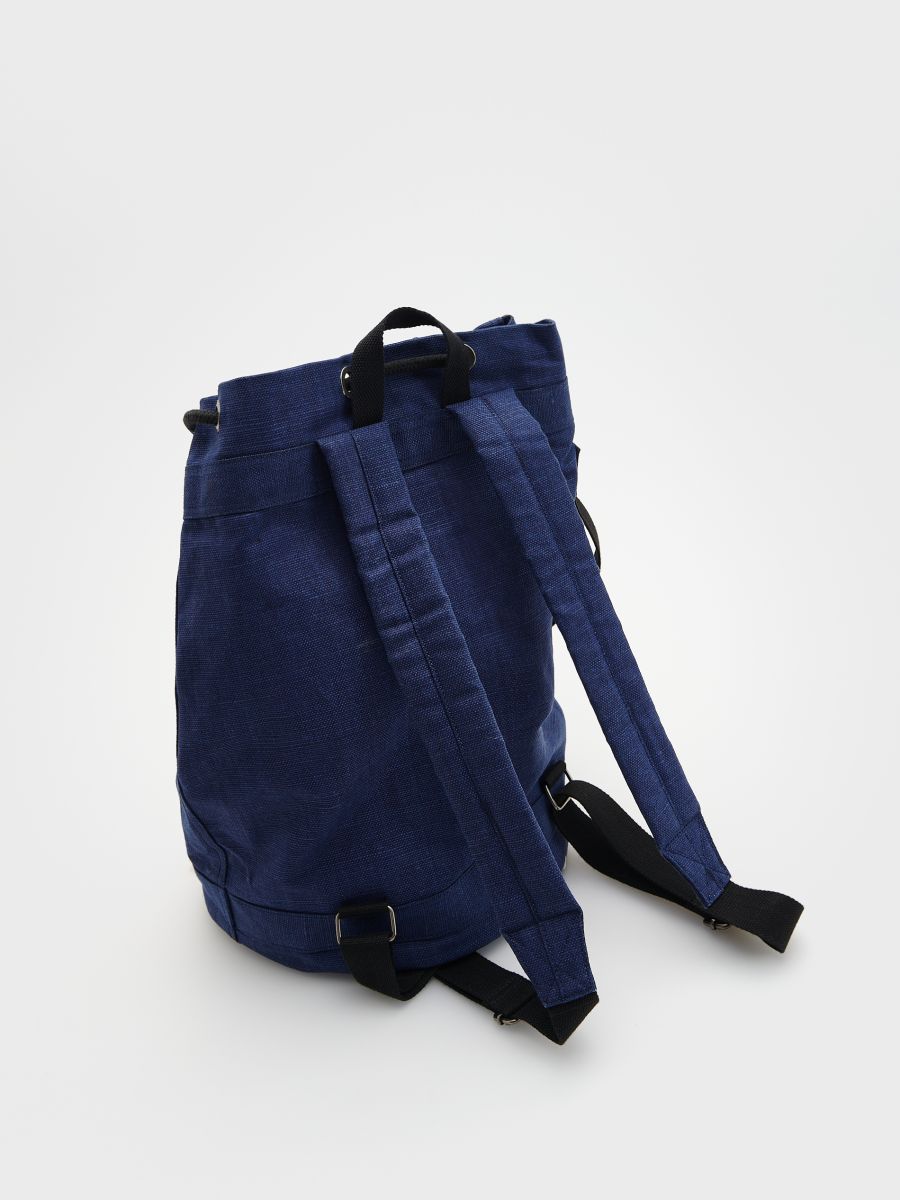 Plain backpack with handle - navy - RESERVED - 4