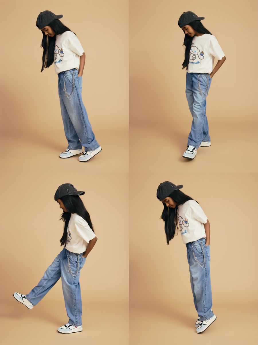 GIRLS` JEANS TROUSERS & CHAIN - plava - RESERVED