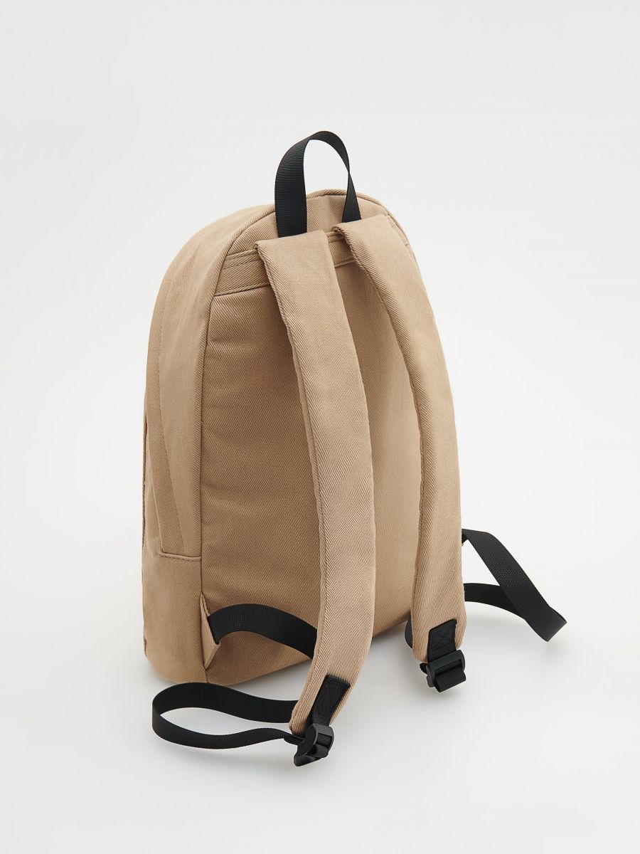 Plain fabric backpack - beige - RESERVED - 3