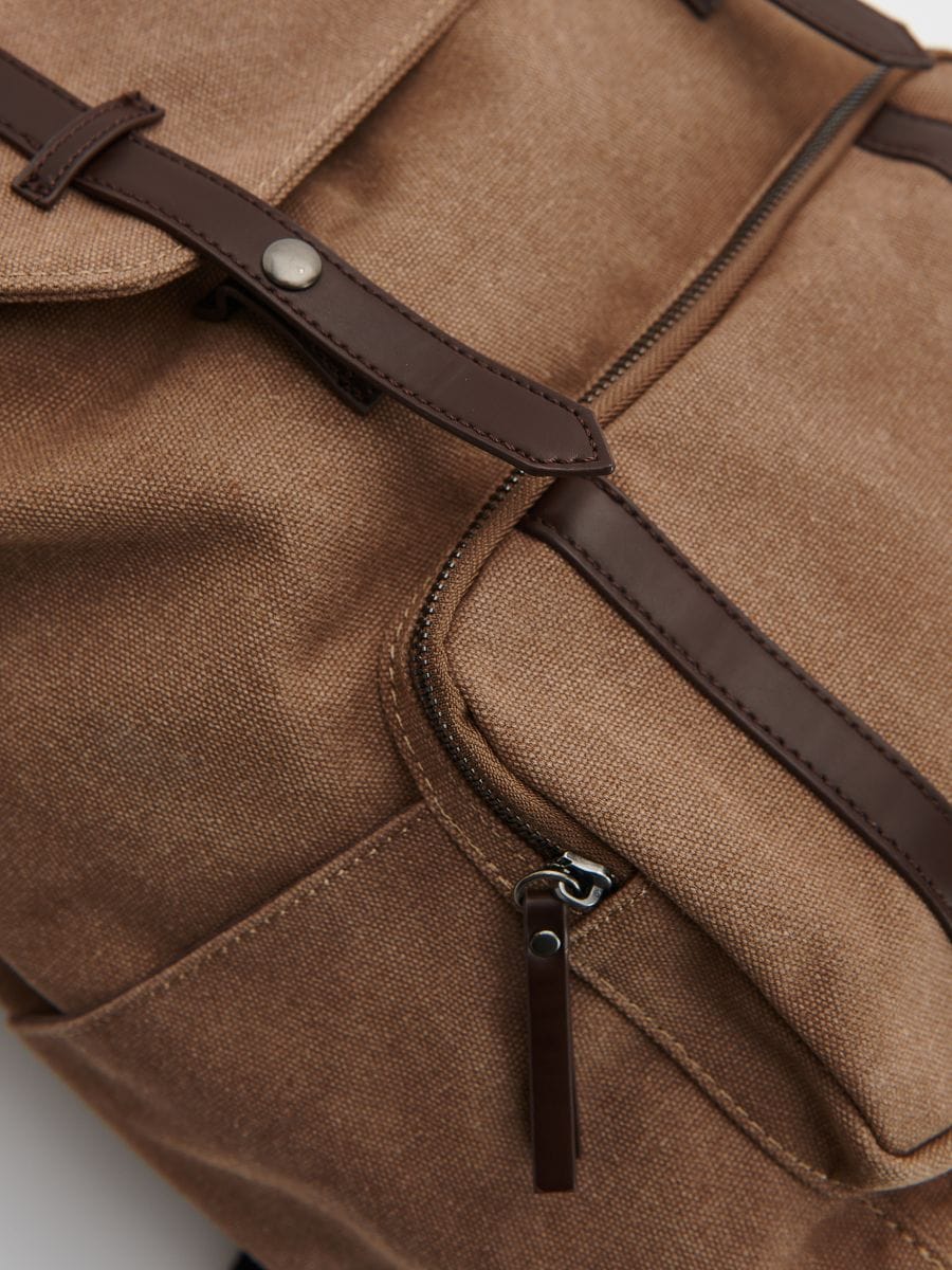 Large capacity backpack with pockets - golden brown - RESERVED - 4