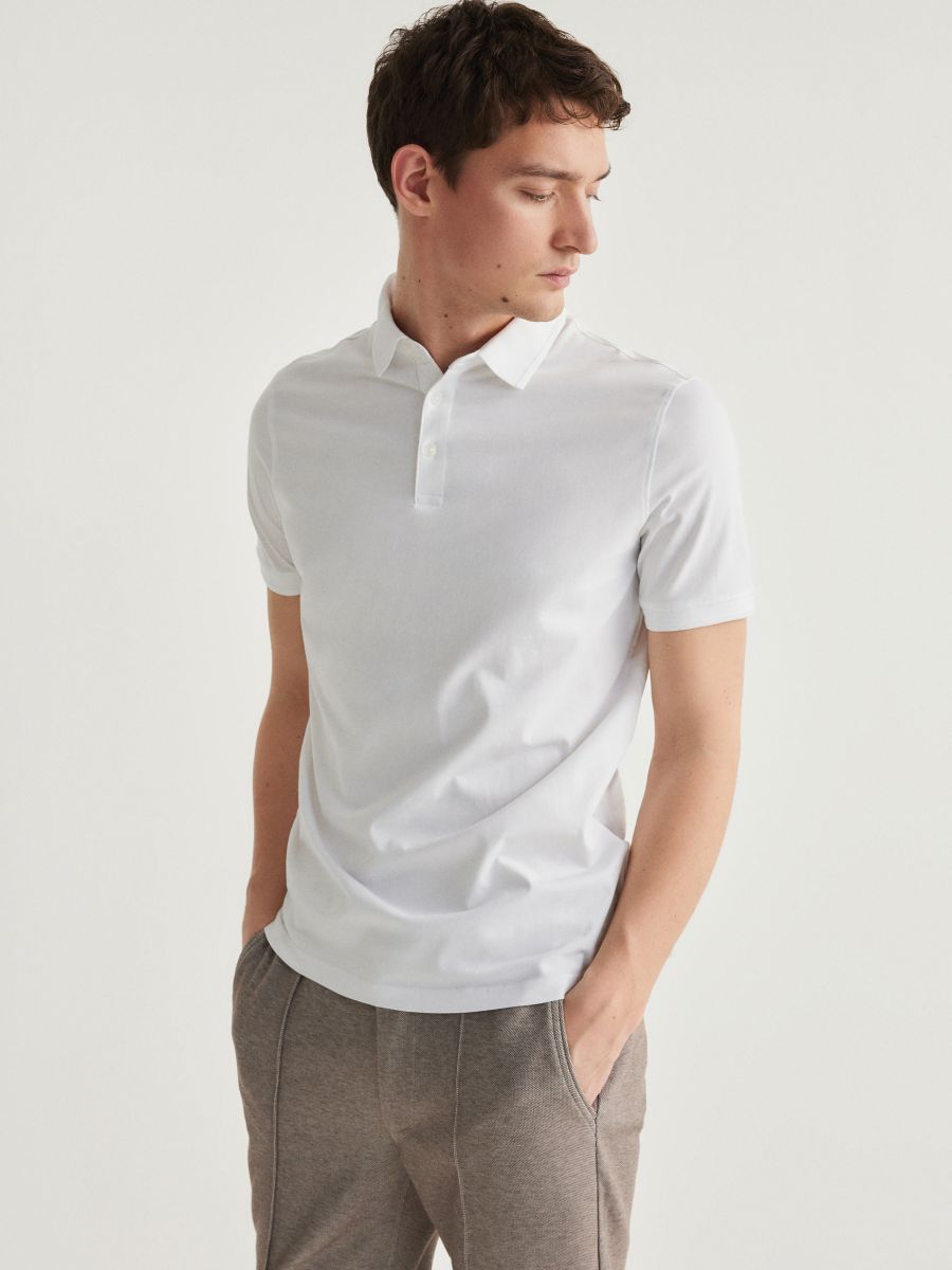 Regular polo marškinėliai - balta - RESERVED