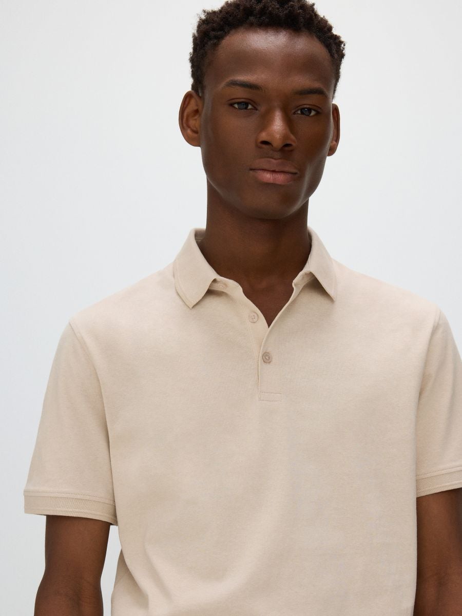 Regular fit polo shirt - beige - RESERVED