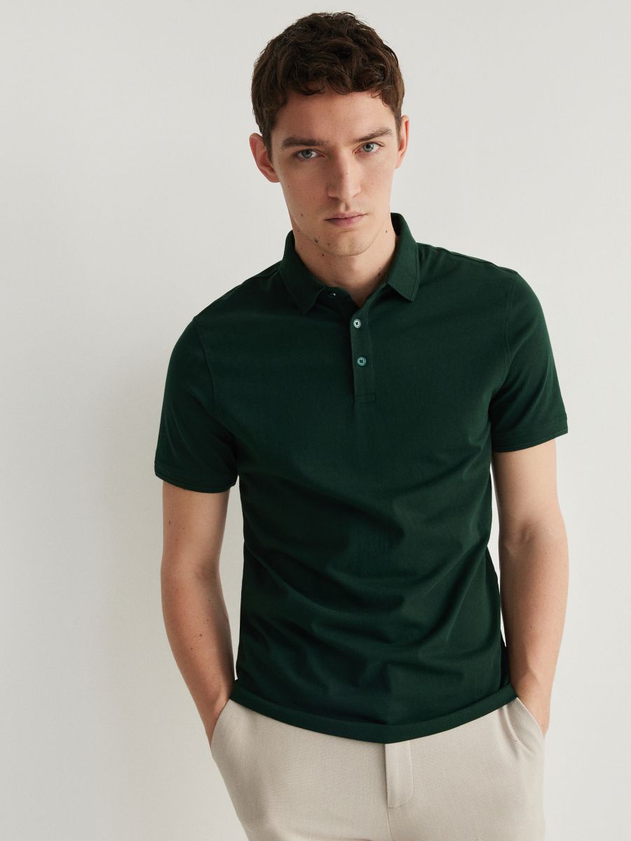 Regular polo marškinėliai - tamsiai žalia - RESERVED