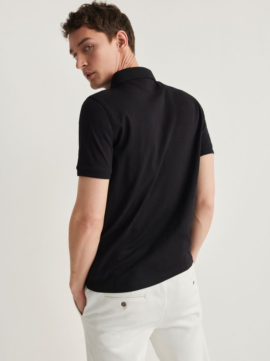 Regular fit polo shirt - black - RESERVED
