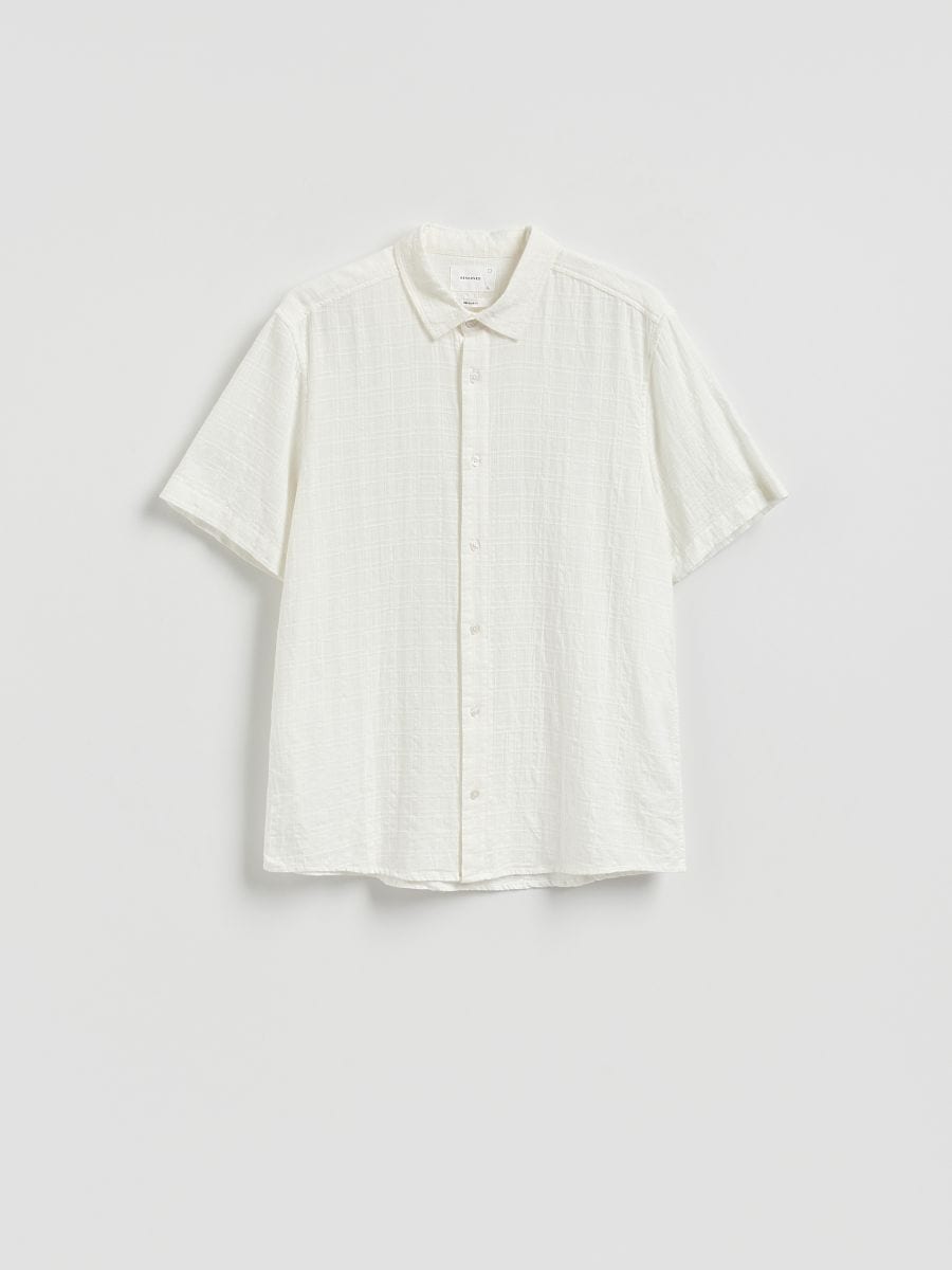 Regular fit cotton shirt - cream - RESERVED