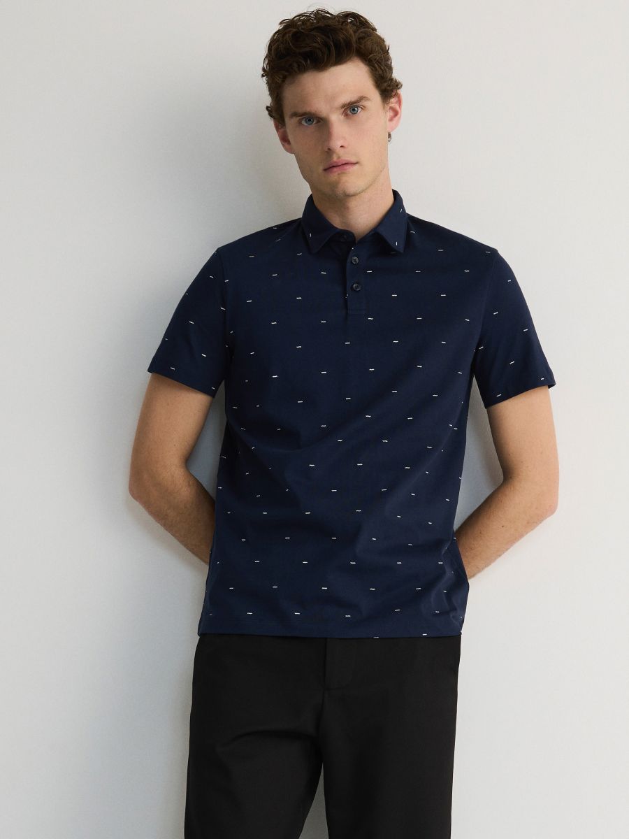 Regular fit polo shirt - navy - RESERVED