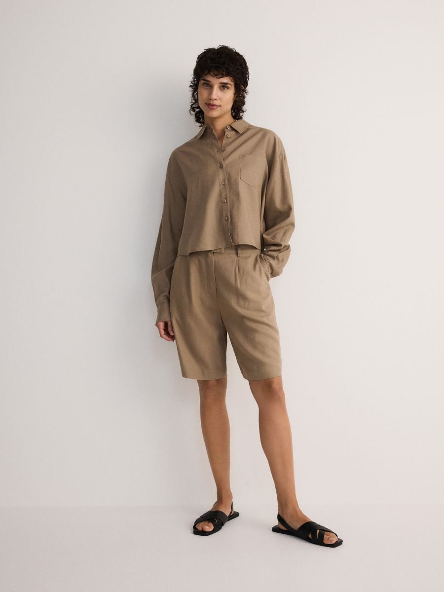 Shorts aus Leinen-Viskose-Mix - staubbraun - RESERVED