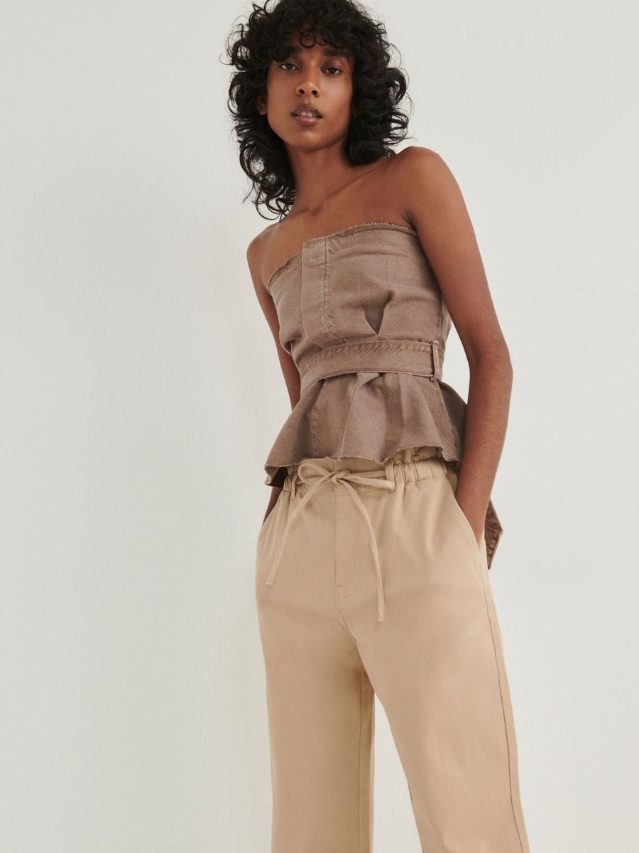 Paperbag-Hose - beige - RESERVED - 3