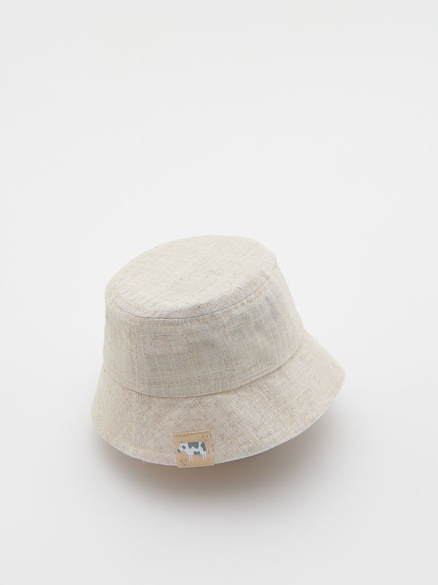 Kapelusz bucket hat z lnem - kremowy - RESERVED