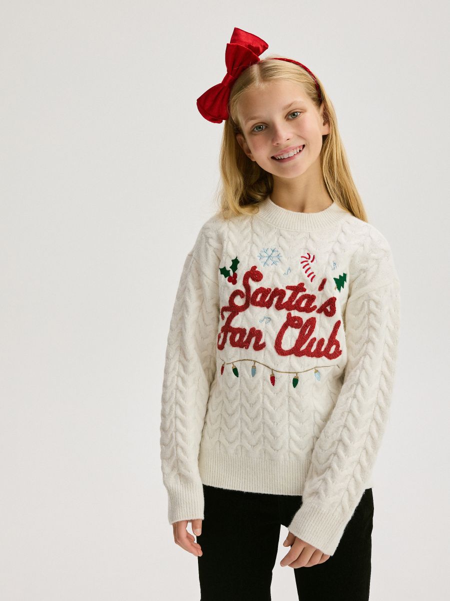 Pull à motif Noël - crème - RESERVED - 4