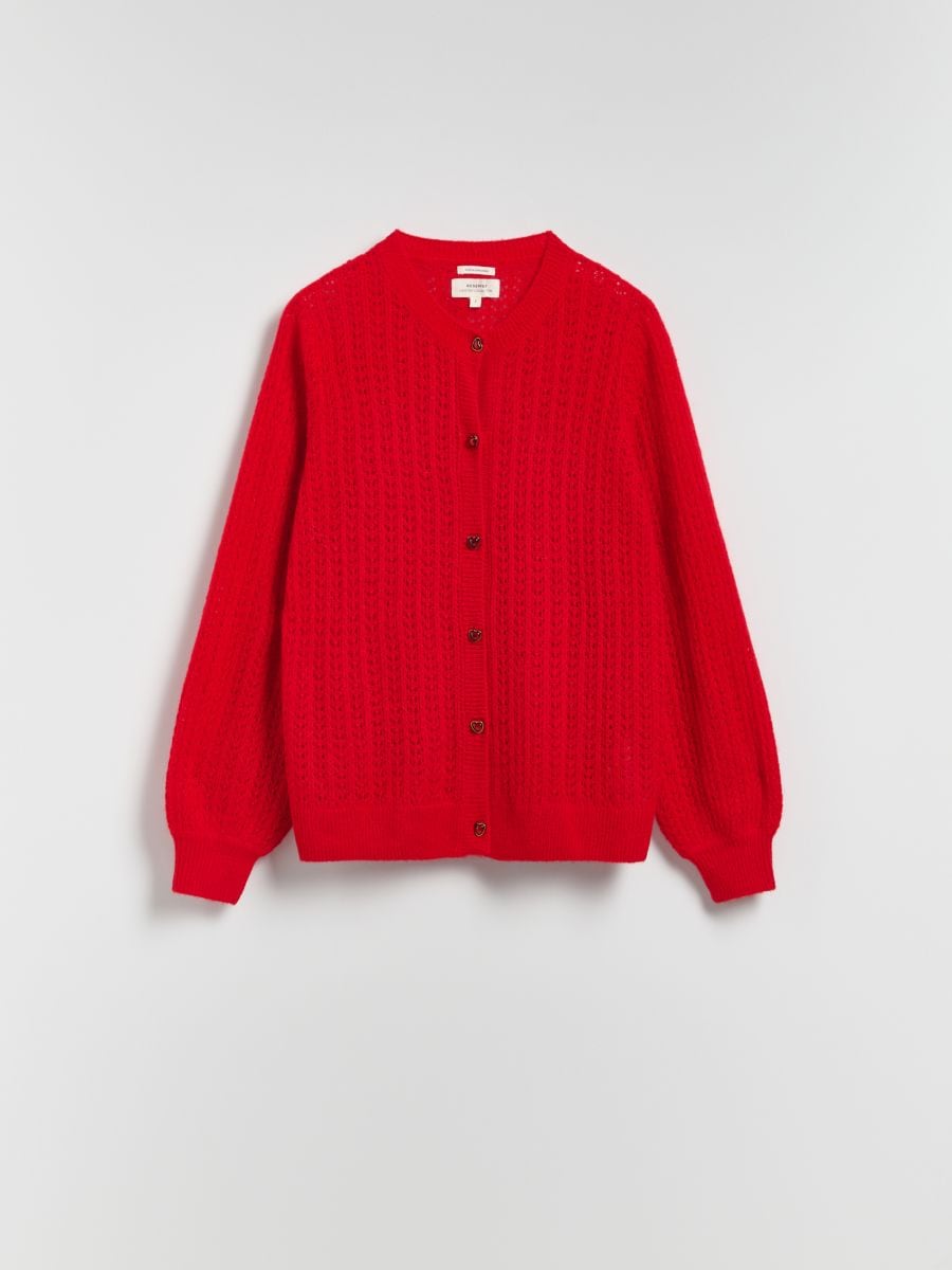Cardigan with alpaca wool blend - red - RESERVED