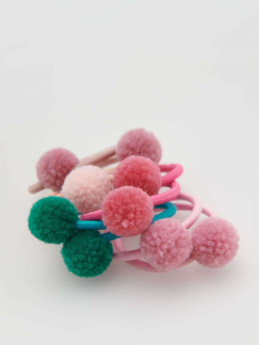 Hair ties with pom poms 9 pack - multicolor - RESERVED - 2