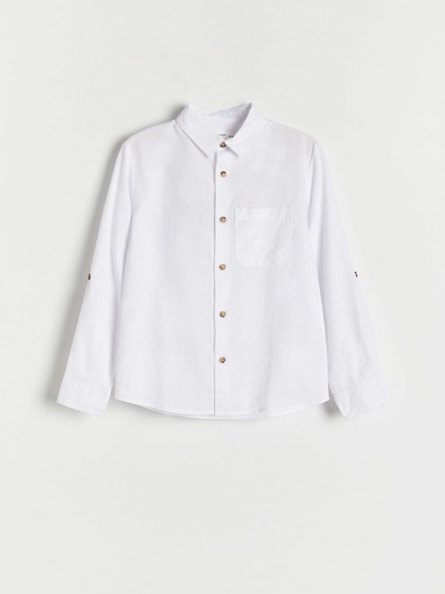 Košulja od mešavine lana - belo - RESERVED