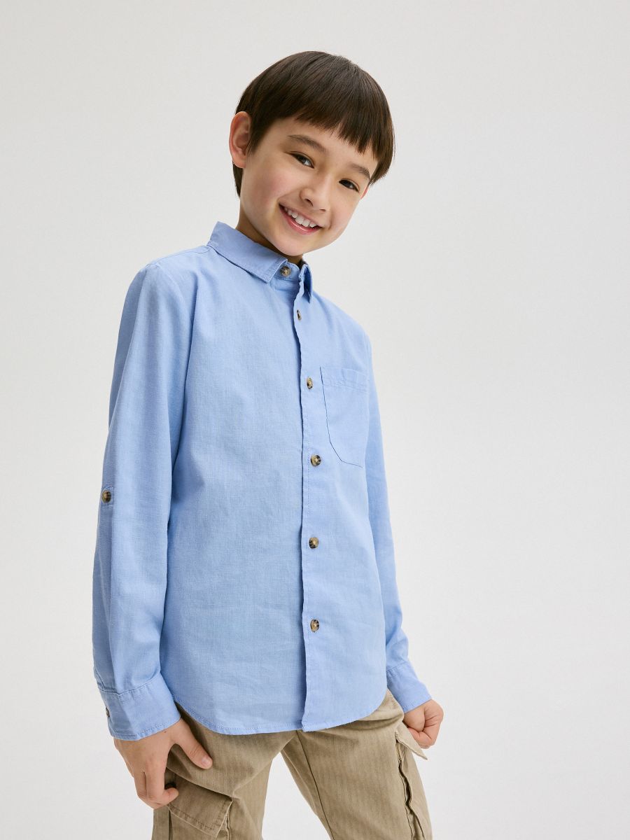 Linen rich shirt - light blue - RESERVED