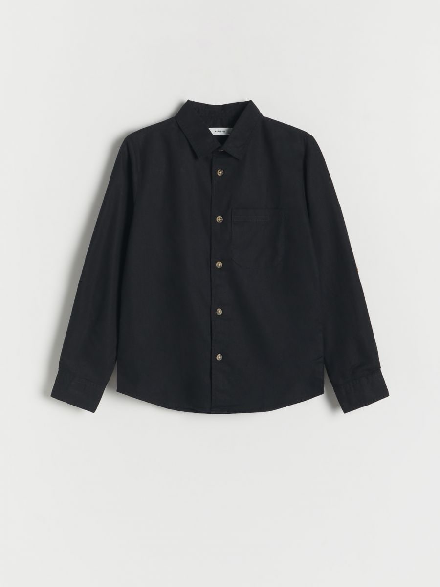 Linen rich shirt - black - RESERVED