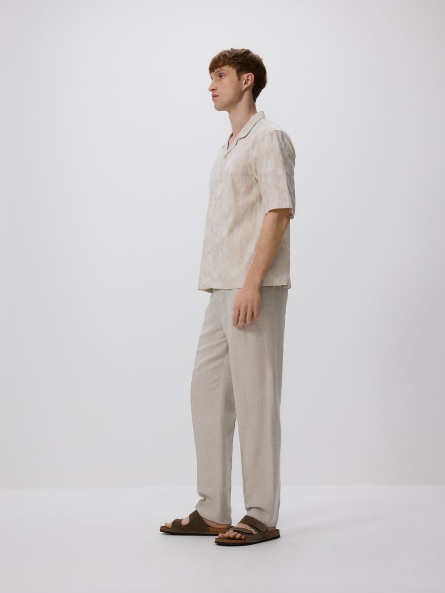 Chino regular trousers with linen blend - beige - RESERVED - 3