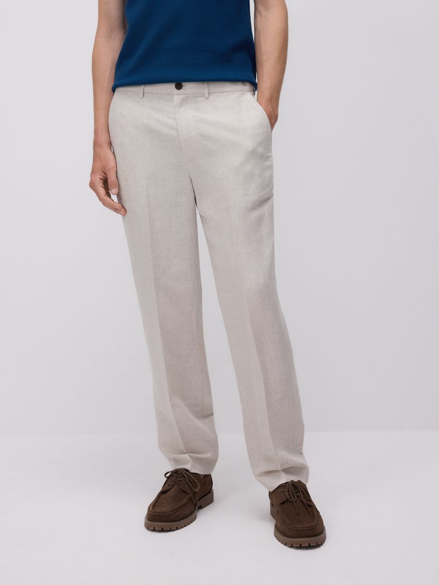 Chinohose im Regular-Fit mit Leinengemisch - beige - RESERVED