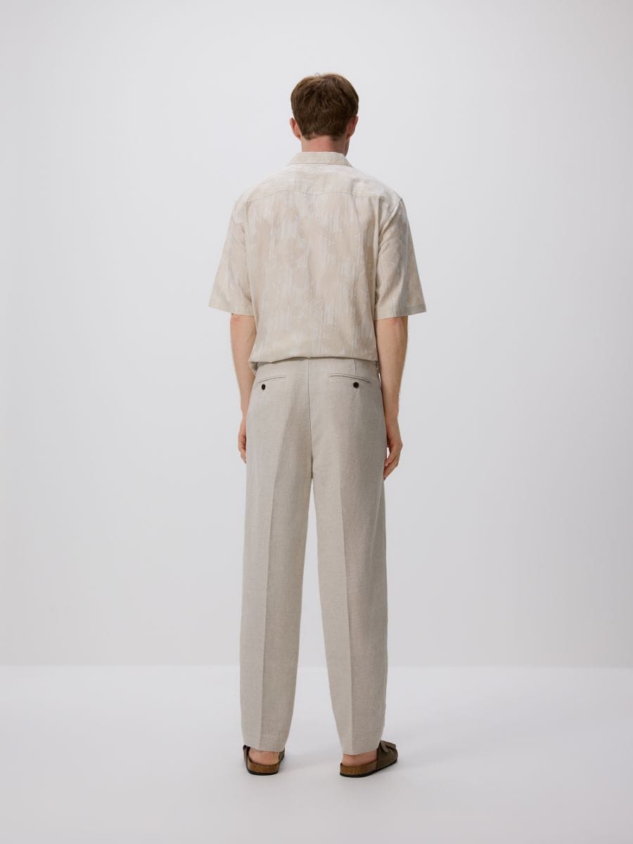 Chino regular trousers with linen blend - beige - RESERVED - 4