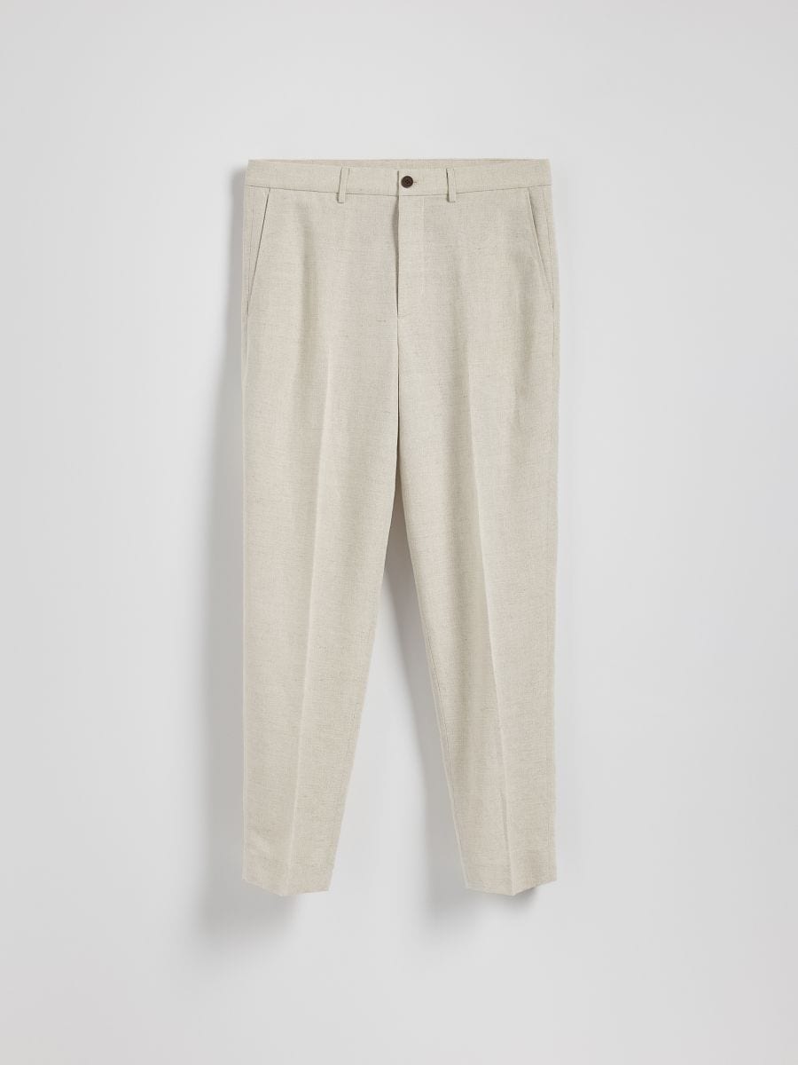 Chino regular trousers with linen blend - beige - RESERVED - 5