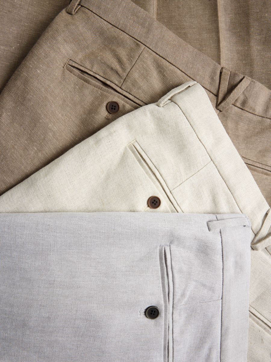 Chino regular trousers with linen blend - beige - RESERVED - 6