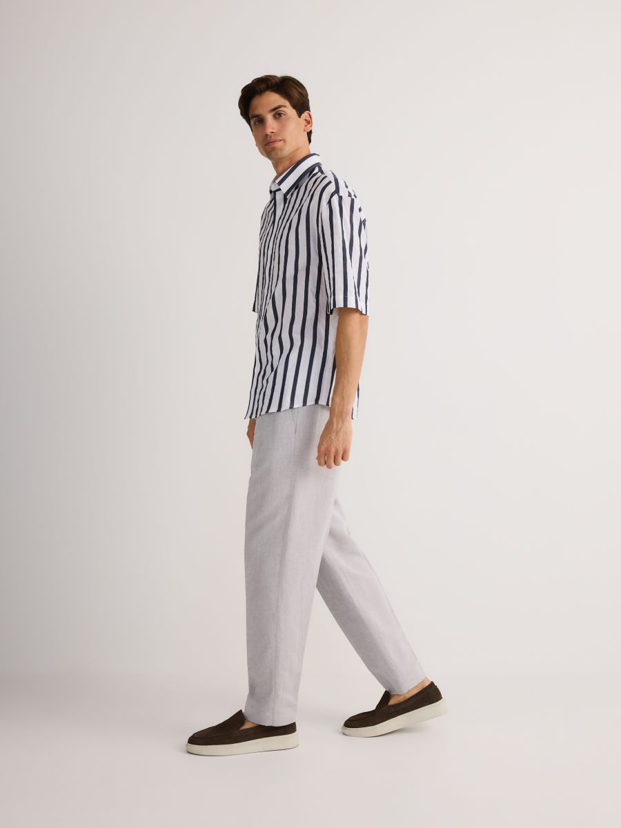 Chino regular trousers with linen blend - light grey - RESERVED - 2