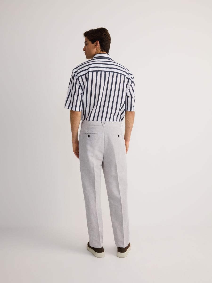 Chino regular trousers with linen blend - light grey - RESERVED - 3