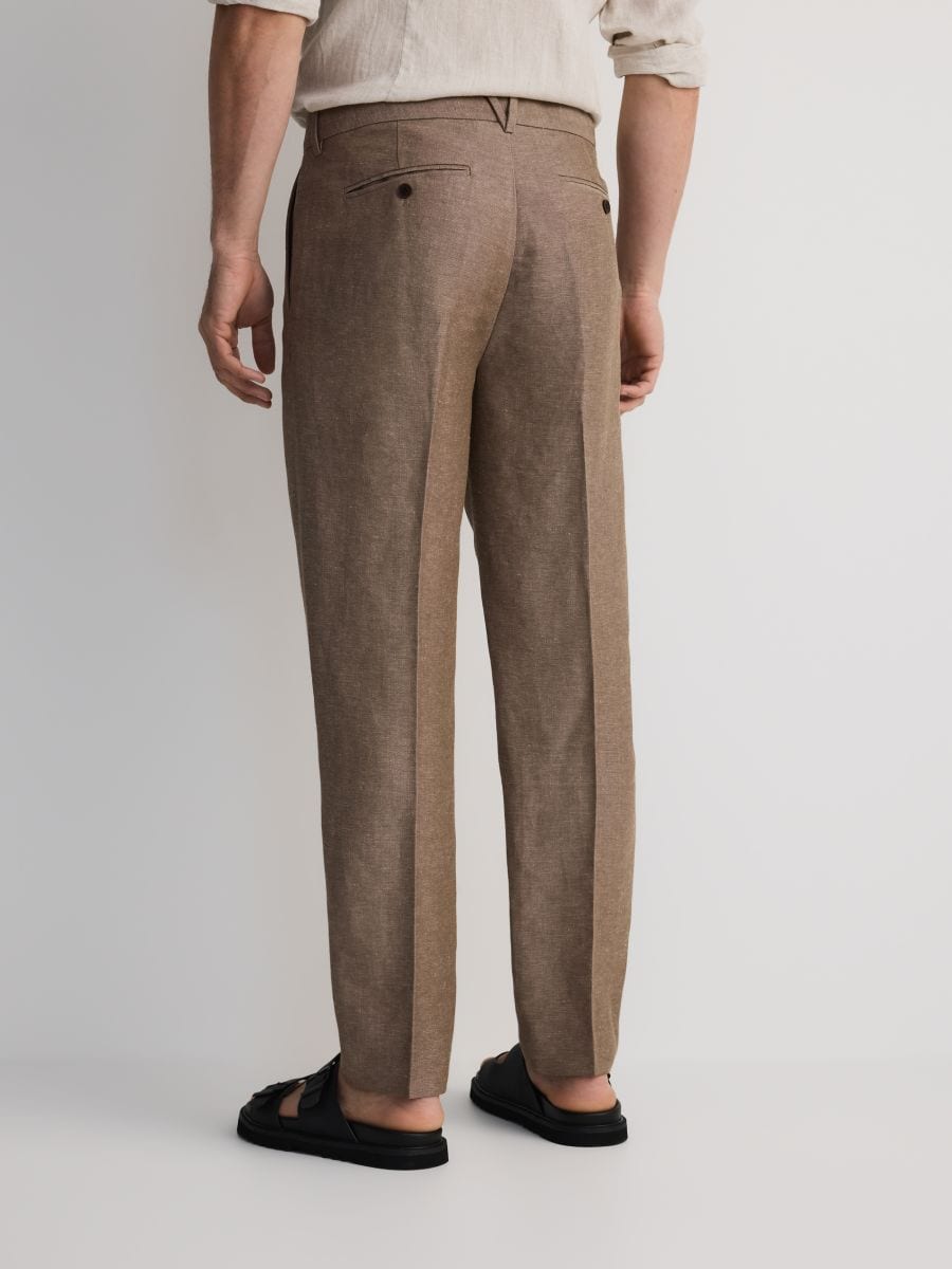 Chino regular trousers with linen blend - brown - RESERVED - 3