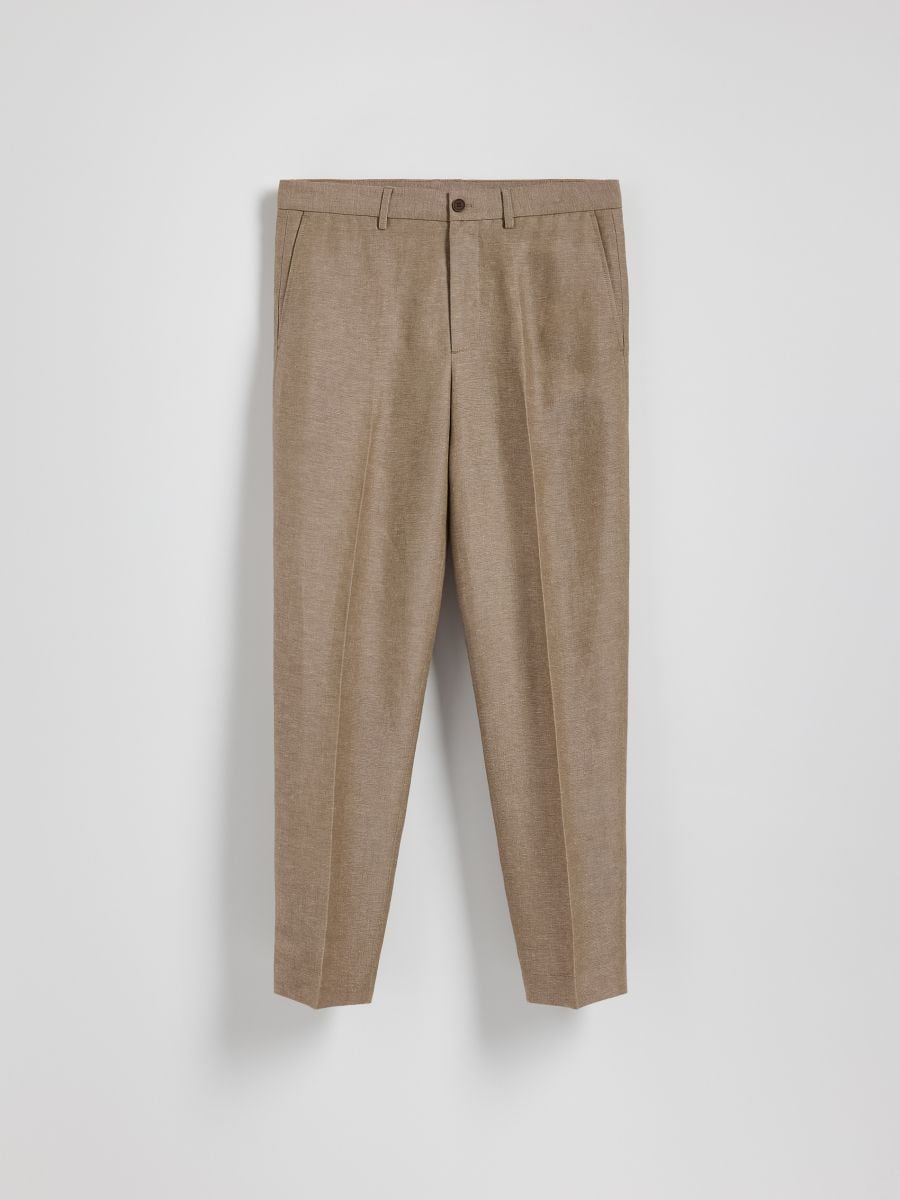 Chino regular trousers with linen blend - brown - RESERVED - 5
